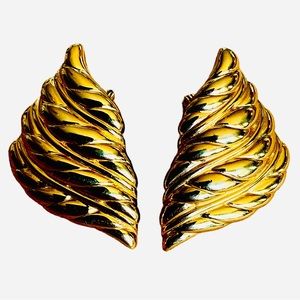 Monet Vibrant Gold Rope Swirl Paddle Back Clip Earrings